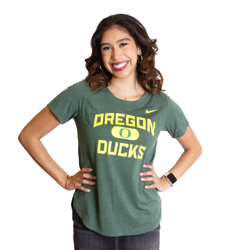 Classic Oregon O, Nike, Green, Crew Neck, Tri-blend, Women, Blitz, T-Shirt, 763891